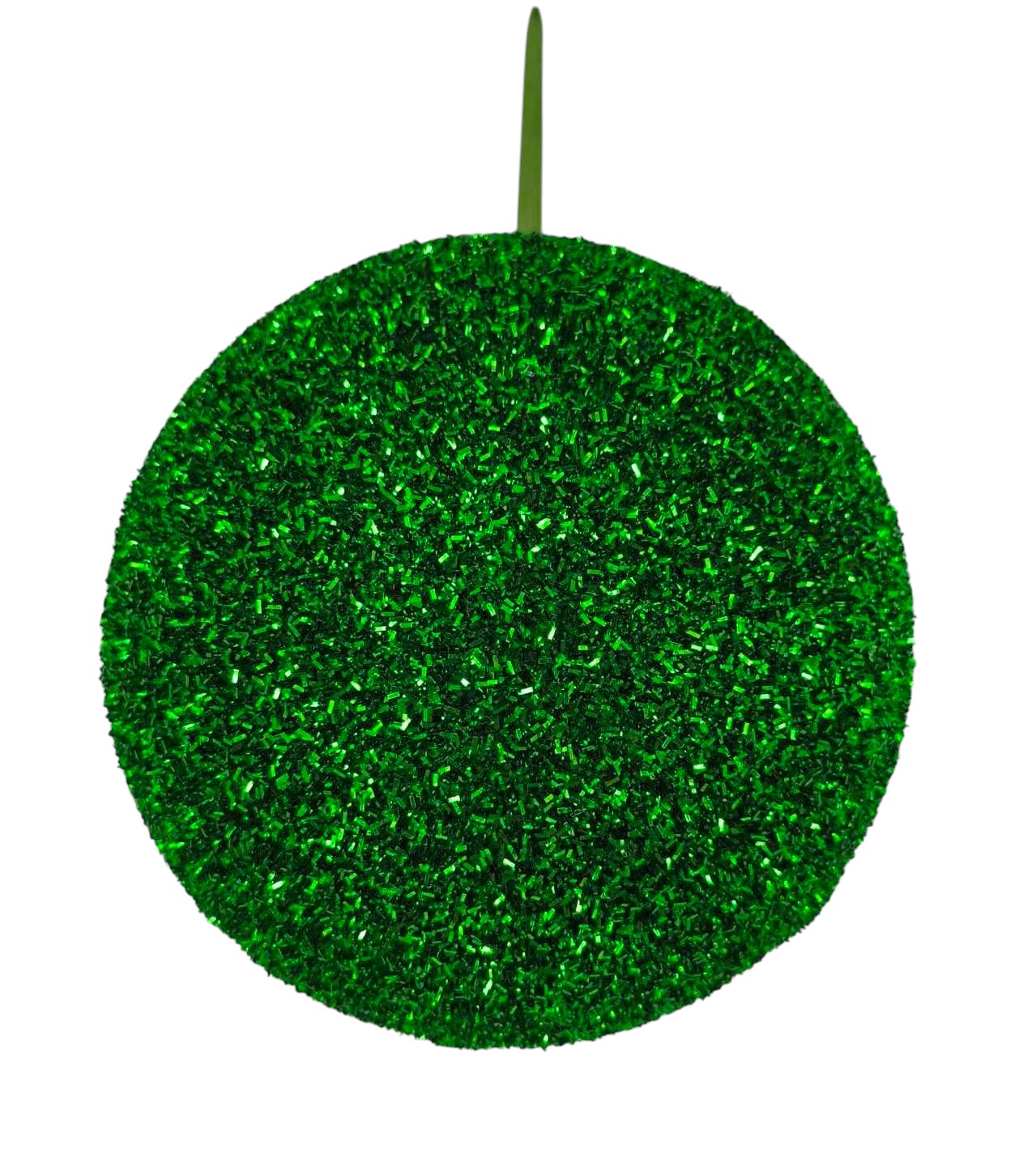 A&B Wholesale Market Inc 9.5-inch green glittery Christmas ball ornament for holiday hanging decorations.