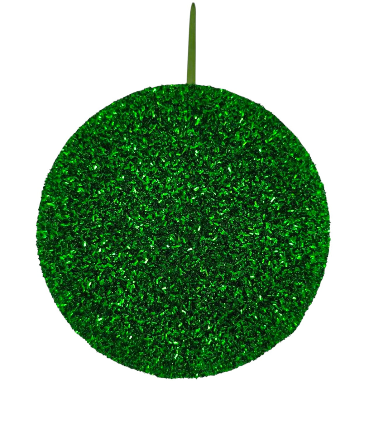 A&B Wholesale Market Inc 9.5-inch green glittery Christmas ball ornament for holiday hanging decorations.
