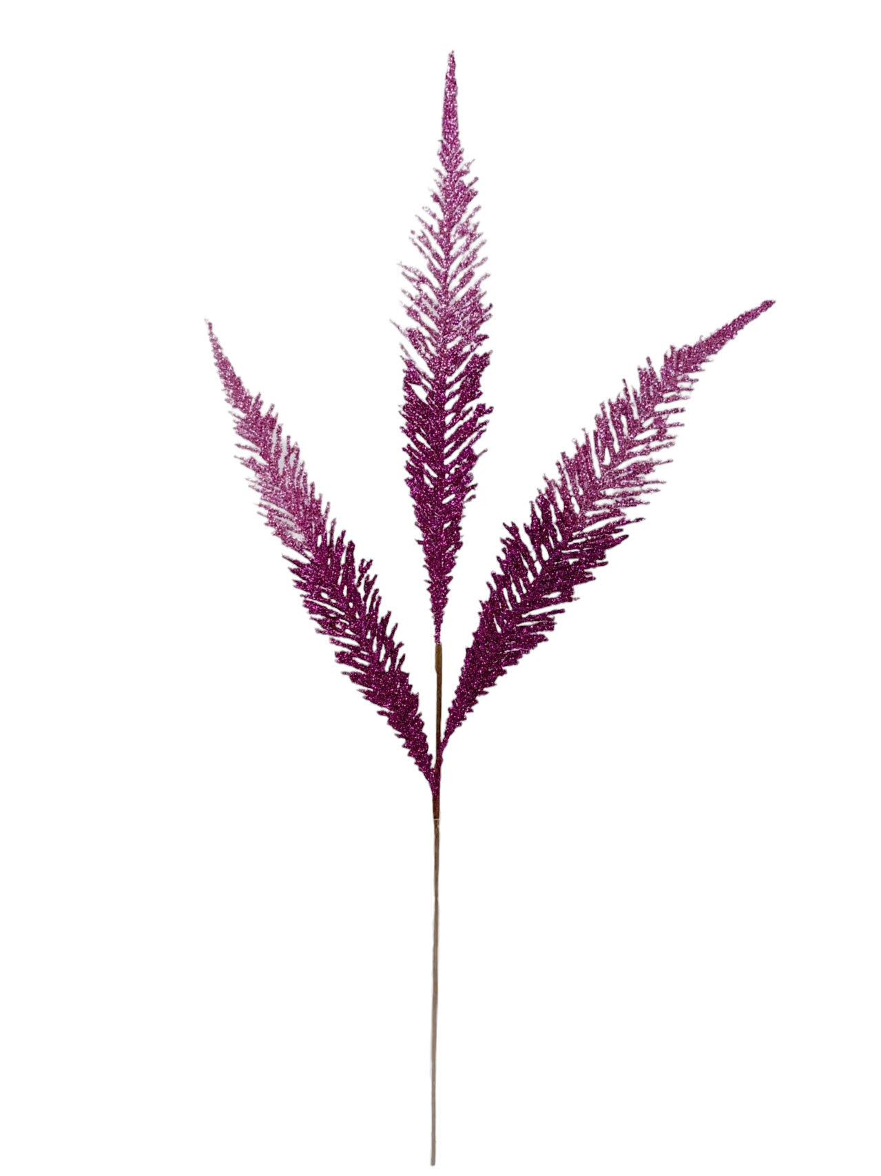 A&B Wholesale Market Inc 40-inch artificial fern spray in vibrant pink and fuchsia with a glittery finish.