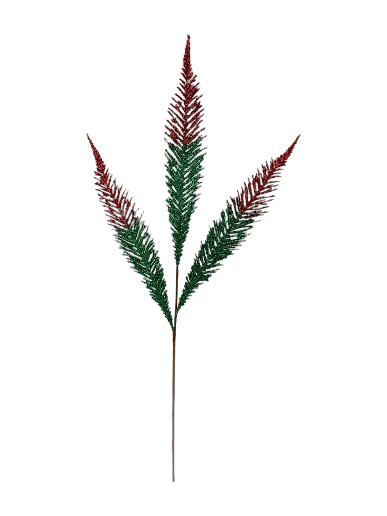 A&B Wholesale Market Inc 40-inch glittery fern spray with red and green foliage for holiday floral arrangements.