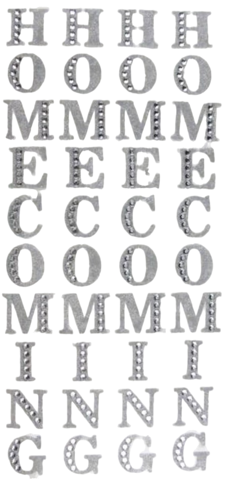A&B Wholesale Market Inc silver 2-inch plastic homecoming letter stickers with rhinestone accents