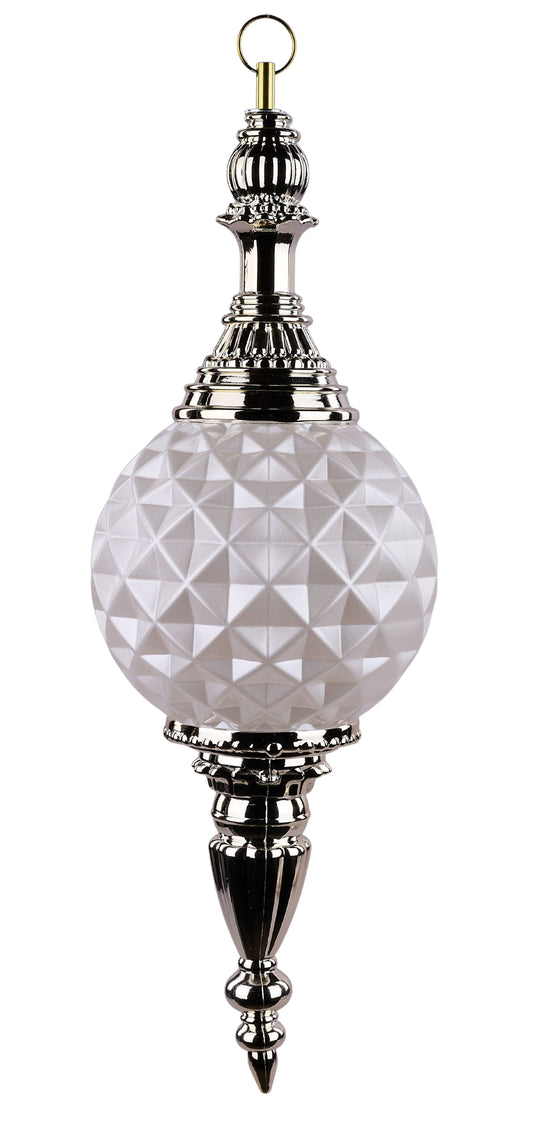 XJ765027 |18"L x 150mm | Pearl Large Diamond Finial Orn | White/Gold
