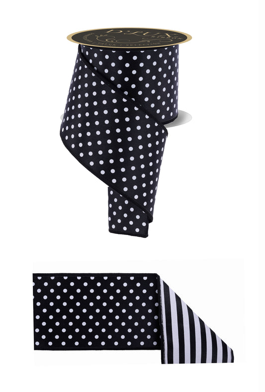 LX305702 |  4" |  Polka Dot/Stripe/Fused |  Black/White |  10yds
