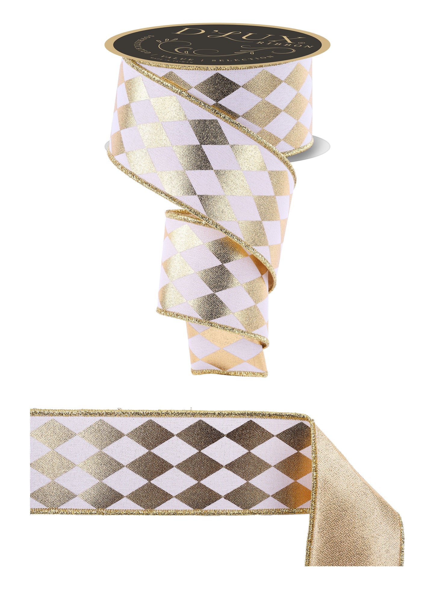 LX330027 | 2.5" |Met Harlequin/Fused |White/Gold | 10yds