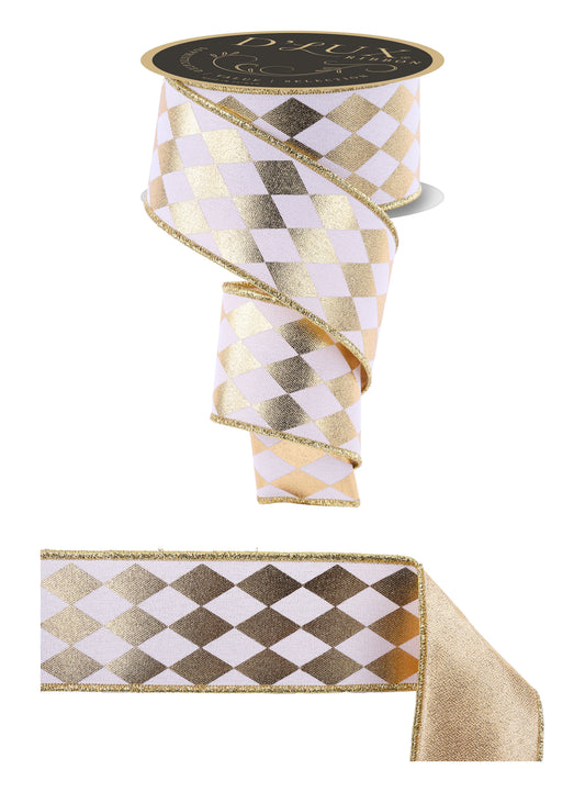 LX330027 | 2.5" |Met Harlequin/Fused |White/Gold | 10yds