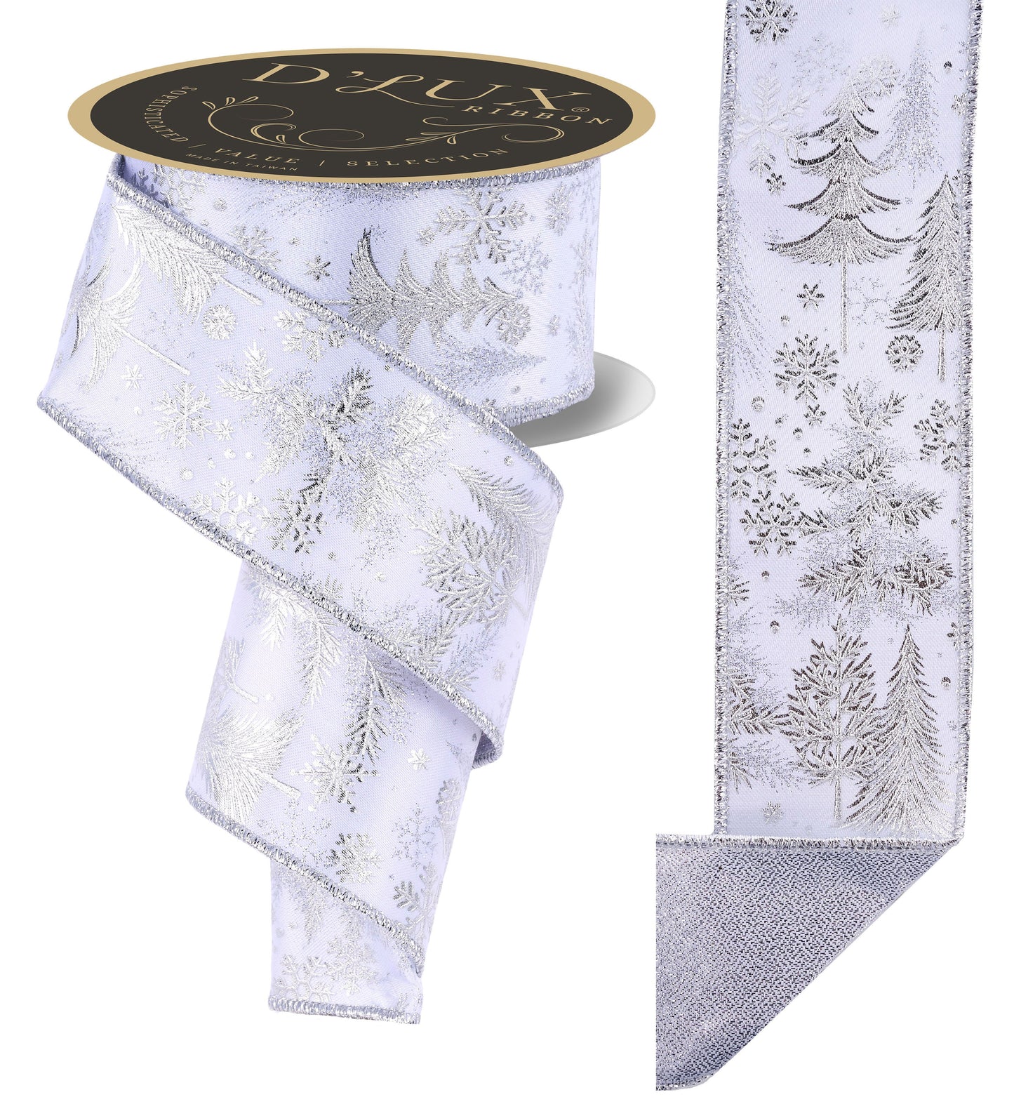 LX32588Y | 2.5" | Foil Tree/Fused | White/Silver | 10yds
