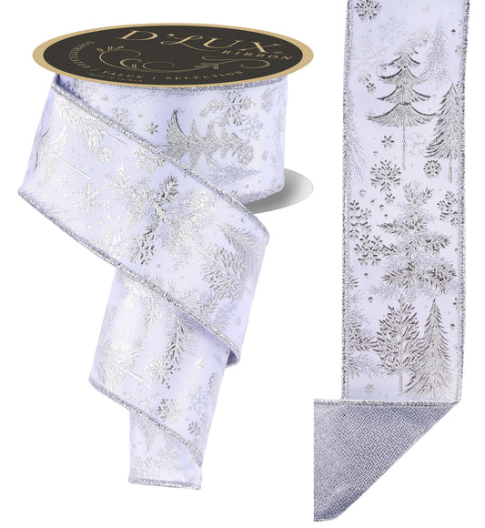 LX32588Y | 2.5" | Foil Tree/Fused | White/Silver | 10yds