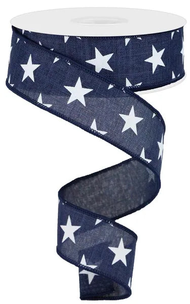 RGA111519 | 1.5" | STARS ON ROYAL | NAVY BLUE/WHITE | 10YDS