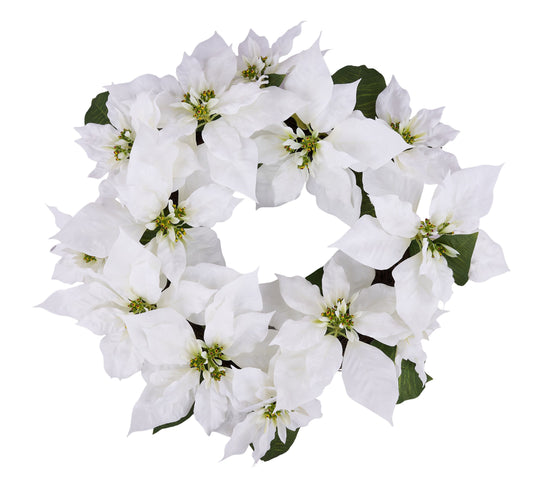 XX255727 | 24"Dia | Poinsettia Wreath | White