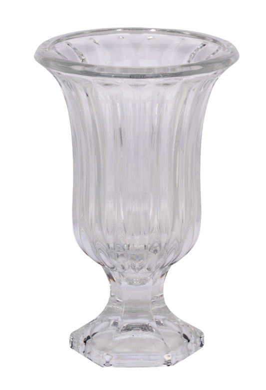 GM6056 | 7.5"H x 4.75"Dia | Ribbed Glass Vase W/Foot | Clear