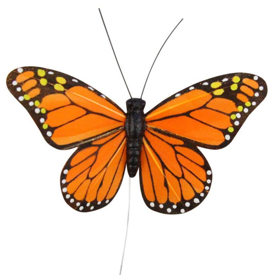 MB9777 | 4"W |  Monarch Butterfly w/10" Wire | Orange/Black |  12Pcs/Box