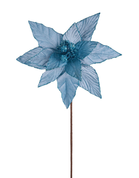 XS408748 | 22"L x 11.5"Dia | Velvet Poinsettia | Ice Blue