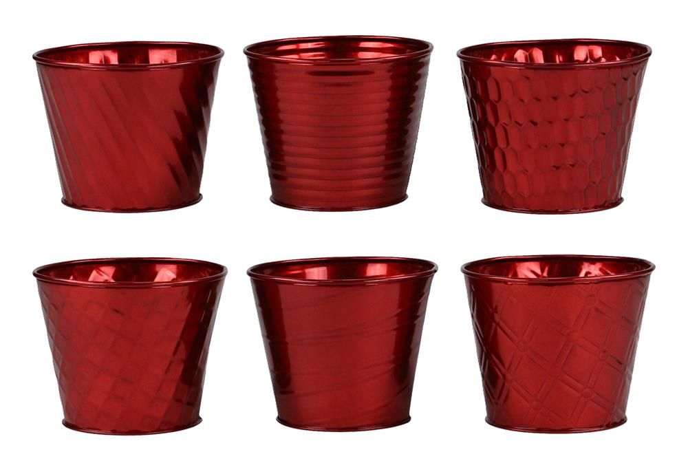 KE249124 | 5"Dia x 4.25"H | Tin Pot Cover | Shiny Red