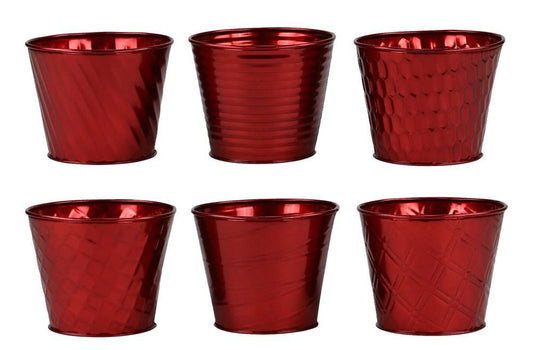 KE249124 | 5"Dia x 4.25"H | Tin Pot Cover | Shiny Red