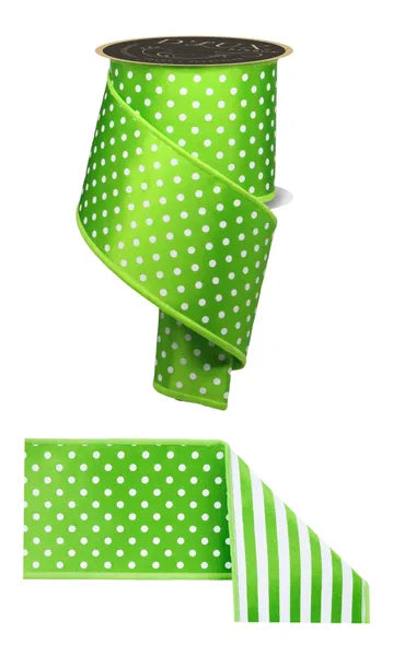 LX3057LT | 4" | Polka Dot/Stripe/Fused | Fresh Green/White | 10yds