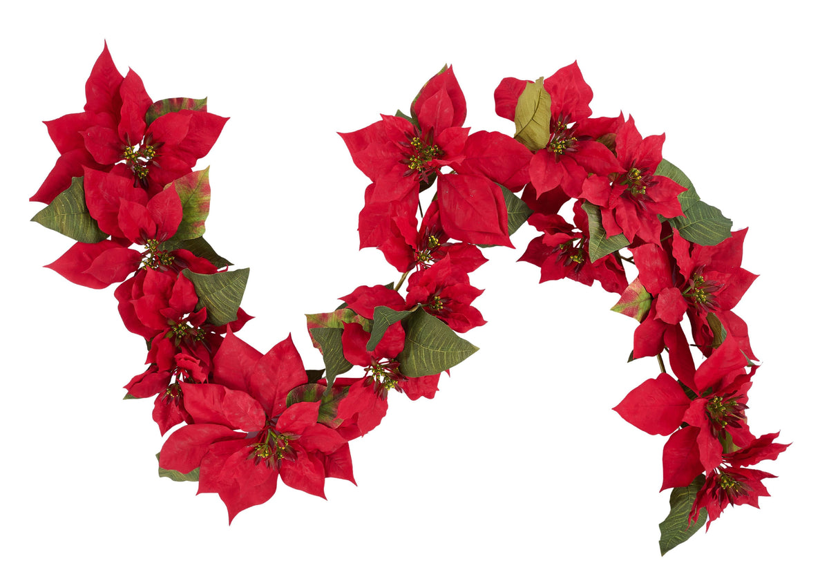 XX255924 | 6ft | Poinsettia Garland | Red