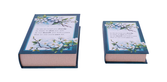 AW0290 |  9.5"H-11.75"H |  In Our Hearts Book Box |  2Pcs/Set