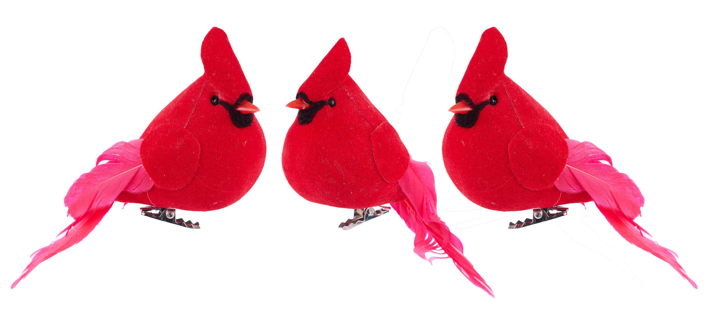 ME0659 | 4.5"L | Velvet Chubby Cardinal W/Clip | 12Pcs/Pkg