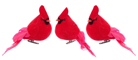 ME0659 | 4.5"L | Velvet Chubby Cardinal W/Clip | 12Pcs/Pkg
