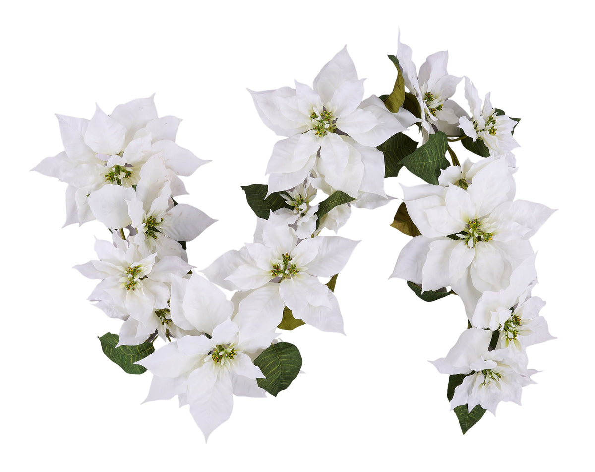 XX255927 | 6ft | Poinsettia Garland | White
