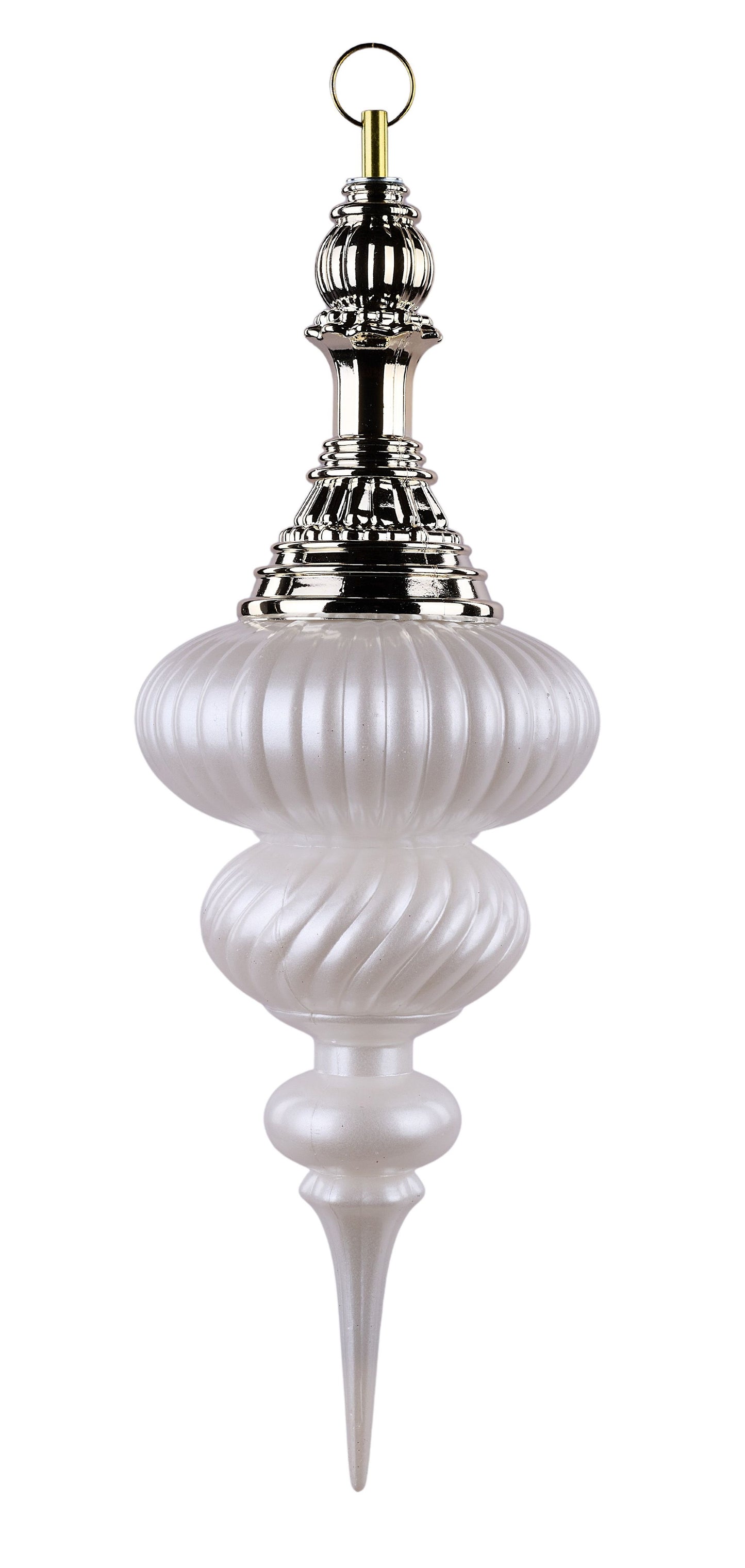 XJ764927 | 16.5"H x 150mm | Pearl Vert Stripe Finial | White/Gold