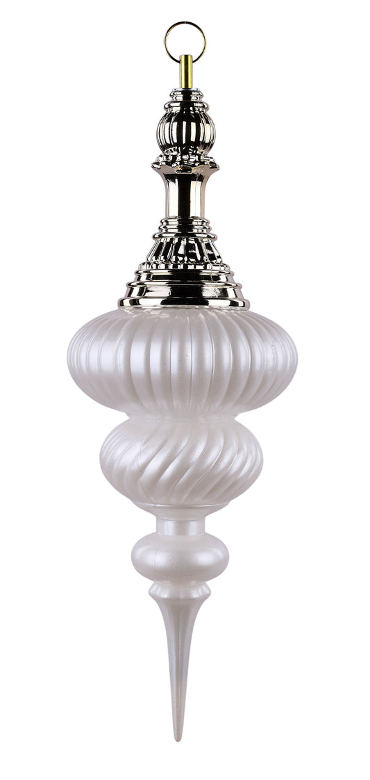 XJ764927 | 16.5"H x 150mm | Pearl Vert Stripe Finial | White/Gold