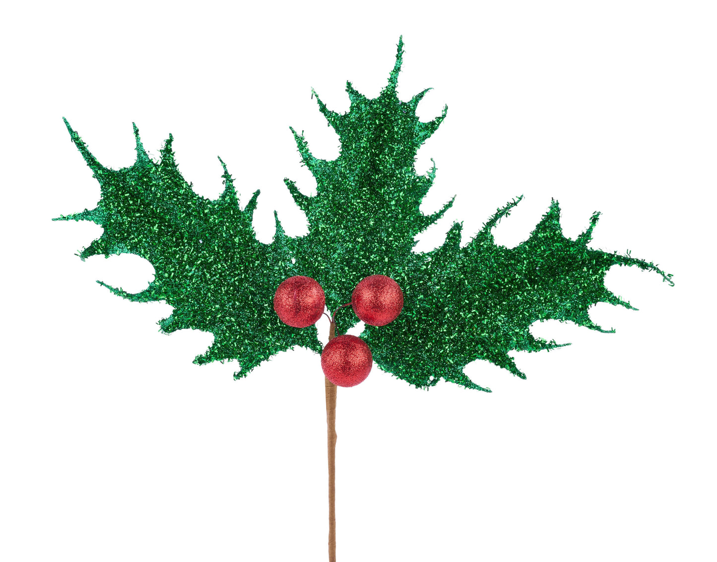 XS096106 | 17"L | V-Cut Foil Holly Leaf/Berry Pick