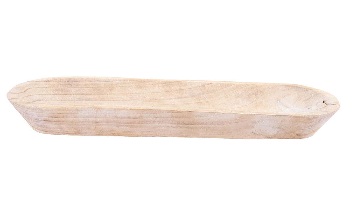 AW985131 | 28.25"L x 8"W | Oval Paulownia Dough Bowl | Whitewash Natural