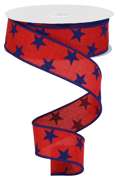 RGA111524 | 1.5" | STARS ON ROYAL | RED/NAVY BLUE | 10YDS