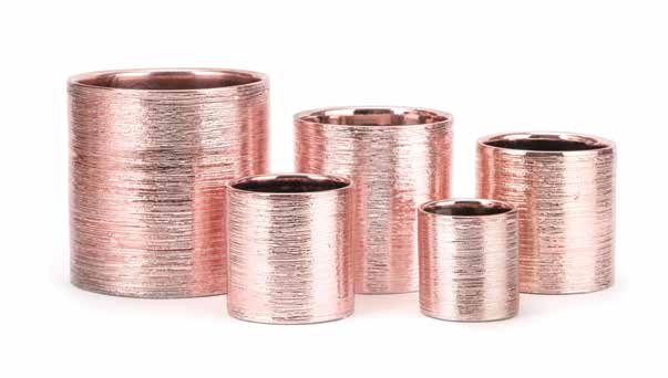 7153R | 5.5"DIA x 5.5"H | ETCHED CERAMIC CYLINDER VASE | ROSE GOLD