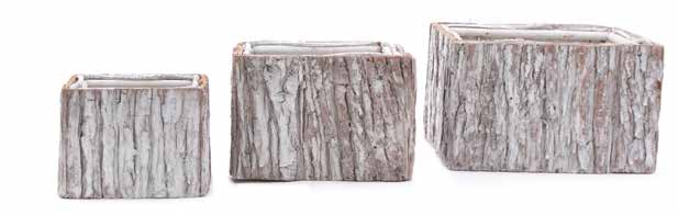 7398SQWCL | TREE BARK SQUARE PLANTER | 3PCS/SET