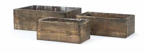170312-BR | RECTANGULAR WOOD PLANTER | BROWN | 3PCS/SET