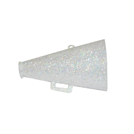 193350 | 1.75" | Glitter Megaphone | White/Iridescent | 12Pcs/Pkg