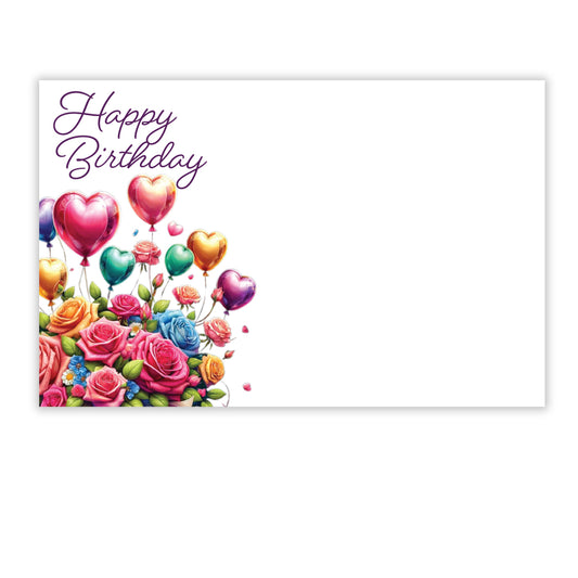 SP0723| BIRTHDAY | "Happy Birthday"- Viberant Bouquet of Roses & Hearts | 50Cards/Pkg