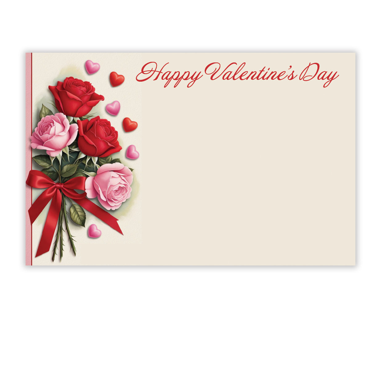 SP0738 | LOVE/VALENTINE'S |  "Happy Valentine's Day"- Red & Pink Roses & Hearts | 50Cards/Pkg
