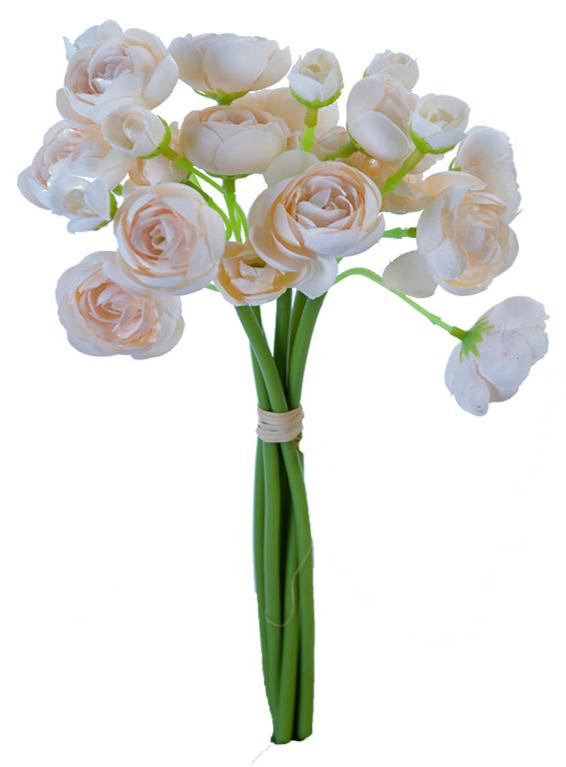 2280018CR 11" MINI RANUNCULUS BUNDLE CREAM - A&B Wholesale Market Inc