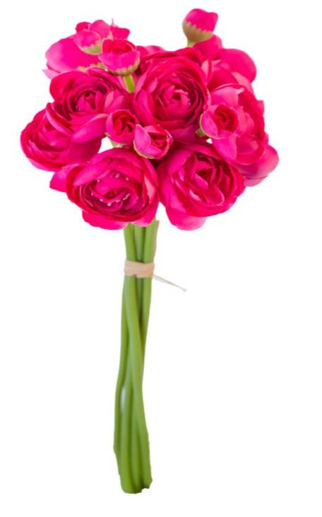 2280018FU 11" MINI RANUNCULUS BUNDLE FUCHSIA - A&B Wholesale Market Inc