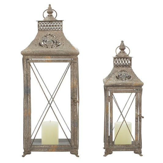 52914 MTL GLS Lantern S/2 - A&B Wholesale Market Inc