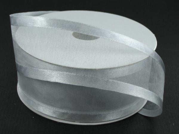 900809-16A SILVER SATIN EDGE SHEER 1.5"X100y - A&B Wholesale Market Inc