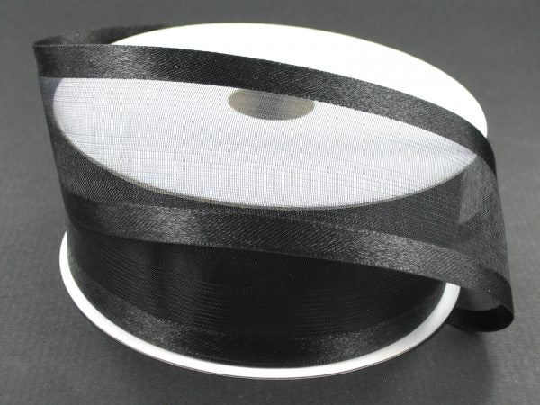 900809-21A BLACK SATIN EDGE SHEER 1.5"X100y - A&B Wholesale Market Inc