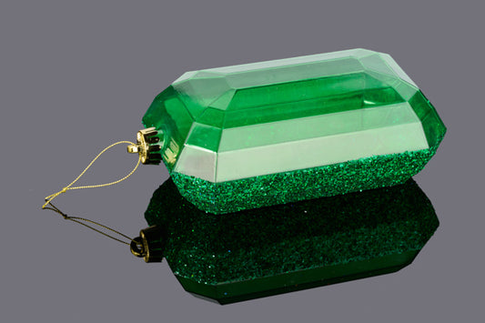 XJ553106 8"Lx5"W Laser Glitter Rectangle Gem Ornament Emerald Green